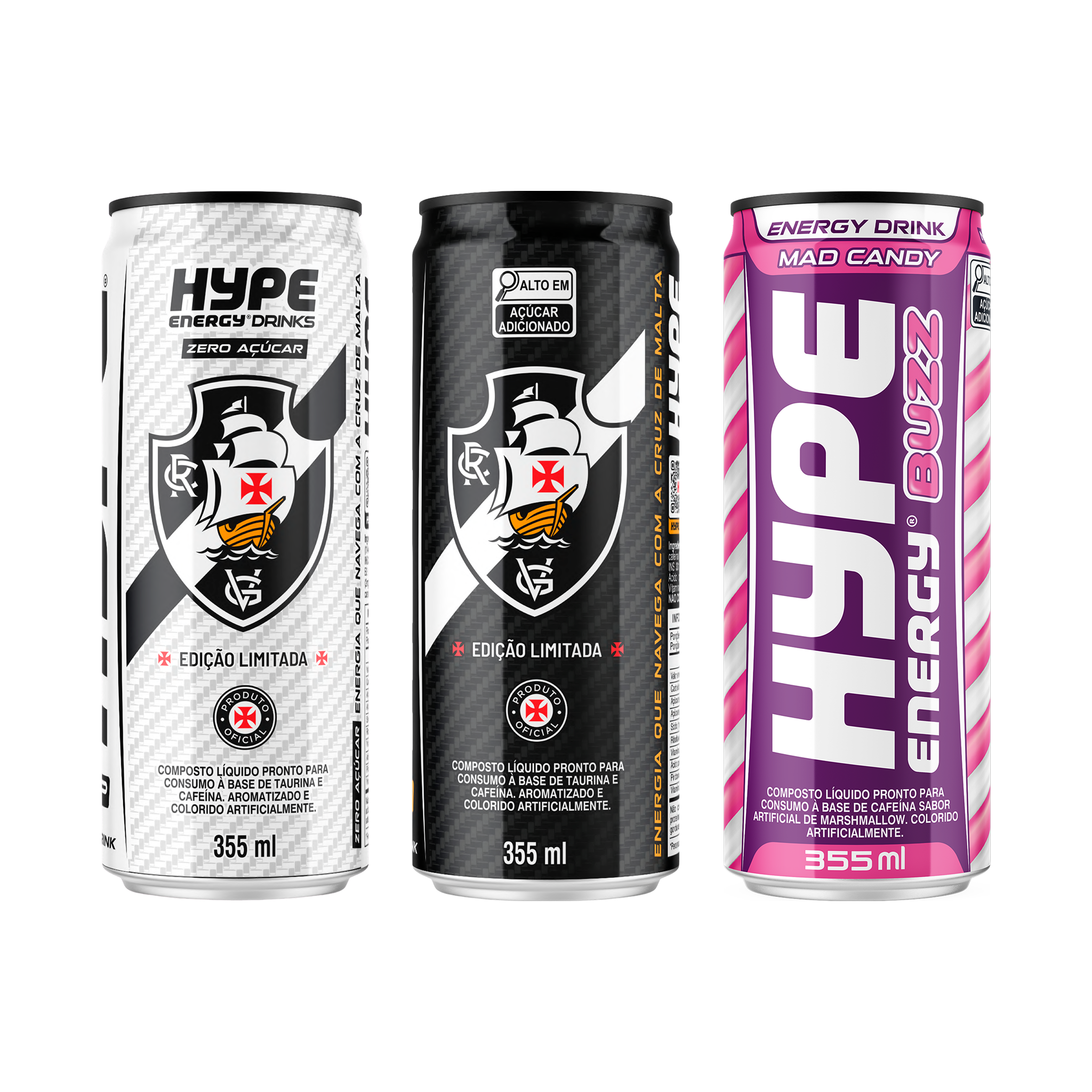 Kit c/3 Unidades -  1 Hype Vasco Zero + 1 Hype Original Vasco + 1 Hype Buzz