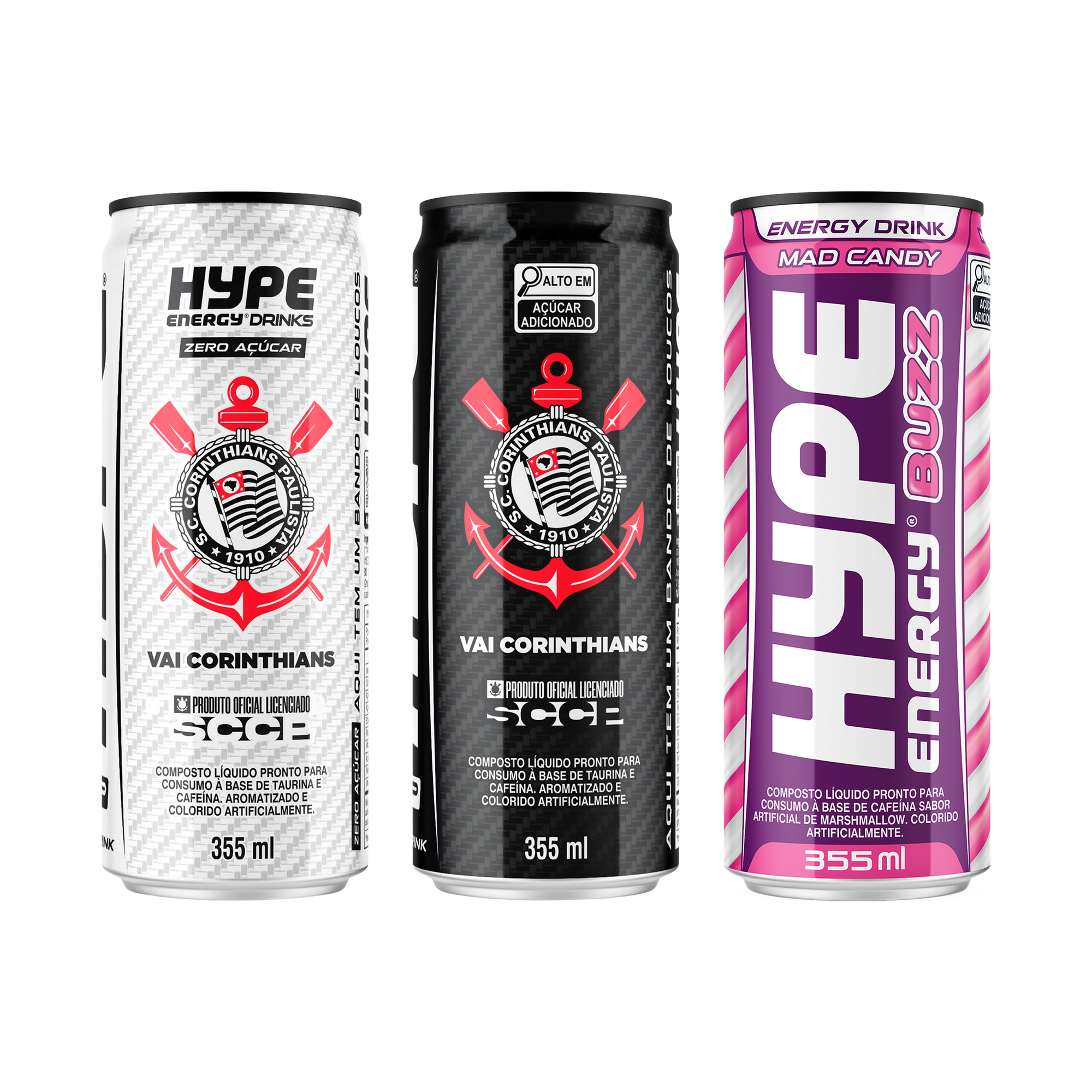 Kit c/3 Unidades -  1 Hype Corinthians Zero + 1 Hype Original Corinthians + 1 Hype Buzz