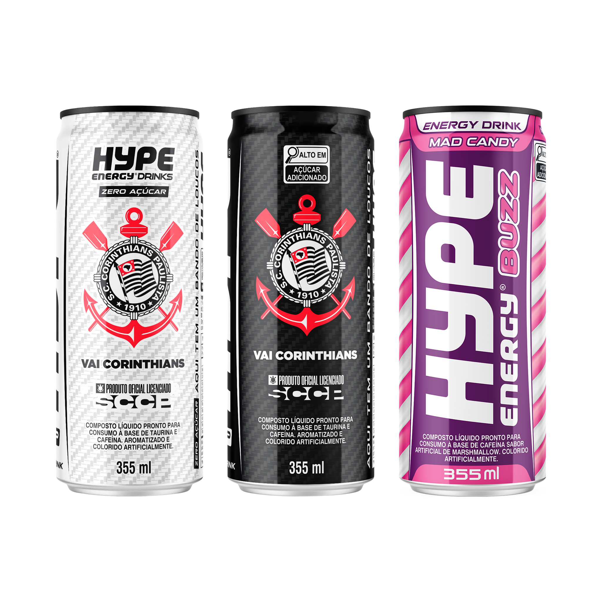Kit c/3 Unidades -  1 Hype Corinthians Zero + 1 Hype Original Corinthians + 1 Hype Buzz