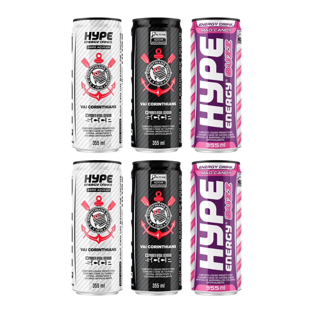 Kit c/6 Unidades -  2 Hype Corinthians Zero + 2 Hype Original Corinthians + 2 Hype Buzz